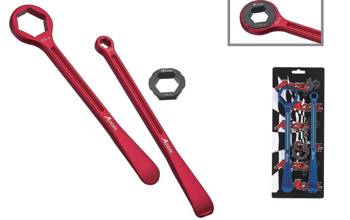 Accel Reifenschaufel Set (23+24cm) alu7075 geschmiedet mit 10 13 22 27 32mm Schraubenschlüssel Farbe rot rot