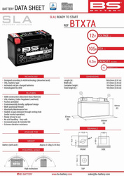 BS BATTERIE BTX7A 6AH 90A