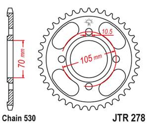 JT Hinteres Ritzel Stahl [38 Zähne] HONDA CB 250 73-77 / CJ 250 76-79 / CB 360/400 75-79