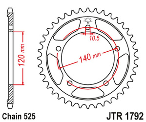 JT Hinteres Ritzel Stahl [41 Zähne] SUZUKI GSR 750 11-19 / GSXR 750 00-03 / DL 1000 15-16 / GSX 750S 15-16 Farbe schwarz