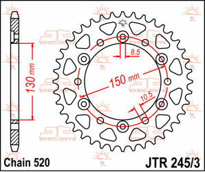 JT Hinteres Ritzel Stahl [43 Zähne] HONDA XL600/XL500/NX650/XR600/FX650