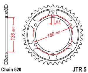 JT Hinteres Ritzel Stahl [45 Zähne] BMW F 650 / APRILIA PEGASO 650 07-09