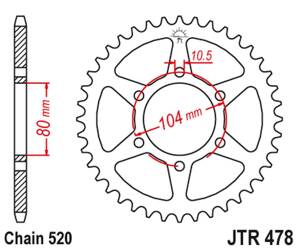 JT Hinteres Ritzel Stahl [45 Zähne] KAWASAKI ZX6R 05-20 / Z750 04-12 Farbe schwarz