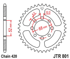 JT Hinteres Ritzel Stahl [45 Zähne] SUZUKI DR 50 / RG 50 90-91 / RM 60 79 / ZR 50 80- / KAWASAKI AE 80 81-92 / AR 80 82-92