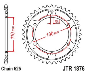 JT Hinteres Ritzel Stahl [45 Zähne] SUZUKI GSXR 600 11-15 / YAMAHA MT-07 14-16 Farbe schwarz