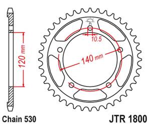 JT Hinteres Ritzel Stahl [45 Zähne] TRIUMPH TIGER 1050 07-14 Farbe schwarz