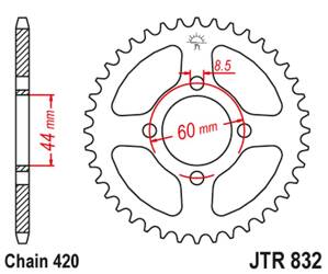 JT Hinteres Ritzel Stahl [45 Zähne] YAMAHA DT 50M 78-80 / DT 50R 88-90