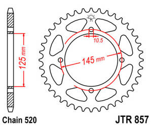 JT Hinteres Ritzel Stahl [45 Zähne] YAMAHA XT 600E 90-03 / XT 660Z TENERE 91-00 Farbe schwarz