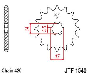 JT Vorderes Ritzel [14 Zähne] KAWASAKI Z125 PRO BR125 17-18