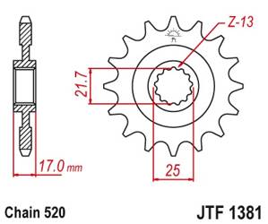 JT Vorderes Ritzel [16 Zähne] HONDA CB 500F/X 13-15 / CBR 500R 13-15 / NC 700 12-14 / CT/CTX 700 mit Schwingungsdämpfer