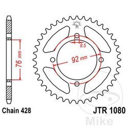 Stahl Kettenrad Hinten JT JTR1080.39 ilość zębów 39Z