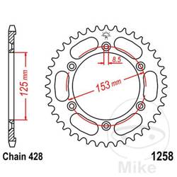 Stahl Kettenrad Hinten JT JTR1258.54 ilość zębów 54Z