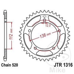 Stahl Kettenrad Hinten JT JTR1316.41 ilość zębów 41Z