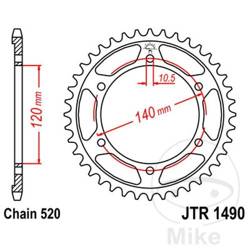 Stahl Kettenrad Hinten JT JTR1490.43 ilość zębów 43Z