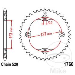 Stahl Kettenrad Hinten JT JTR1760.38 ilość zębów 38Z