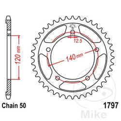 Stahl Kettenrad Hinten JT JTR1797.43 ilość zębów 43Z