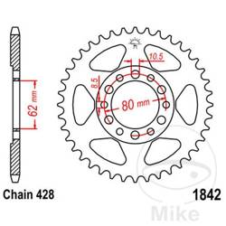 Stahl Kettenrad Hinten JT JTR1842.52 ilość zębów 52Z