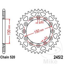 Stahl Kettenrad Hinten JT JTR245/2.45 ilość zębów 45Z