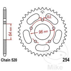 Stahl Kettenrad Hinten JT JTR254.43 ilość zębów 43Z