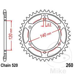 Stahl Kettenrad Hinten JT JTR260.38 ilość zębów 38Z