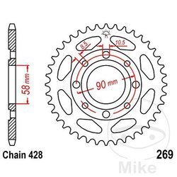 Stahl Kettenrad Hinten JT JTR269.43 ilość zębów 43Z