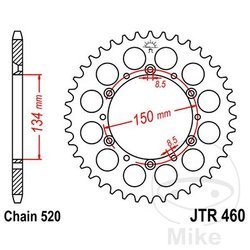 Stahl Kettenrad Hinten JT JTR460.43 ilość zębów 43Z