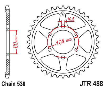 Stahl Kettenrad Hinten JT JTR488.45 ilość zębów 45Z