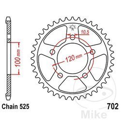 Stahl Kettenrad Hinten JT JTR702.43 ilość zębów 43Z