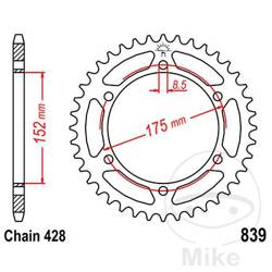 Stahl Kettenrad Hinten JT JTR839.52 ilość zębów 52Z