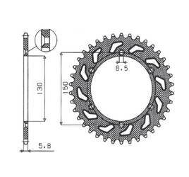 Sunstar Kettenrad aus Aluminium YAMAHA YZ/YZF/WRF 99-18 [48] [schwarz]