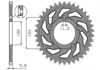 Sunstar Kettenrad aus Stahl DUCATI MONSTER / ABS 821 15- 20 / PANIGALE 899 898 14-15 / SCRAMBLER ABS 800 15-16  [38]