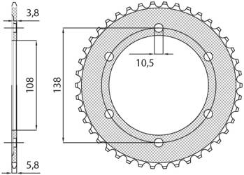 Sunstar Kettenrad aus Stahl HONDA CBR 250R 11-13 / CBR 300R 14-16  [38]