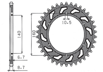 Sunstar Kettenrad aus Stahl KAWASAKI GPX 750R / GPZ 750/900/1100 / ZRX/ZZR 1100 [45]