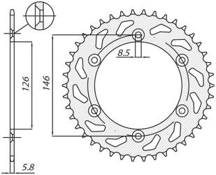 Sunstar Kettenrad aus Stahl SUZUKI DR 350SE / DRZ 400SM / RM / RMZ [41]