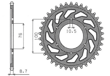 Sunstar Kettenrad aus Stahl SUZUKI GSXR1100 / GSXR750 92-95 [45]