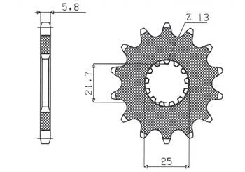 Sunstar Vorderes Kettenrad aus Stahl / 2141 13 KAWASAKI KXF 450 06- / YAMAHA YZF/WRF 400/426/450 YFZ 450 04-13 [13]