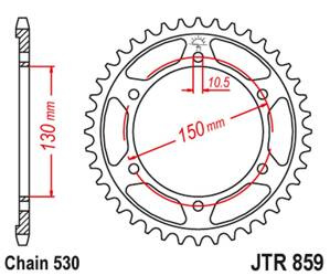 JT Hinteres Ritzel Stahl [47 Zähne] YAMAHA YZF 600R THUNDER CAT 96-03 / FZR 1000 89-95 / GTS 1000 93-00 / YZF 1000 THUNDER ACE 98-00 Farbe schwarz