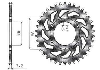 Sunstar Kettenrad aus Stahl KAWASAKI BN 125 ELIMINATOR 98-09  [46]