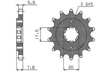 Sunstar Vorderes Kettenrad aus Stahl HONDA XL 125 V 01-13 / VT 125C 99-07 / NSR125 93-02 [14]