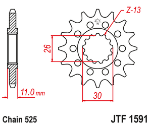 JT Vorderes Ritzel [15 Zähne] YAMAHA FZ8 10-15 / MT 09 14-17 / MT 07 14-17 TDM 900 02-13 TENERE 700 19- mit Schwingungsdämpfer
