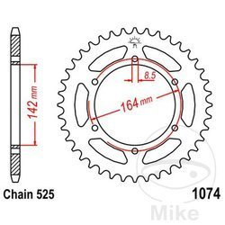 Stahl Kettenrad Hinten JT JTR1074.44 ilość zębów 44Z