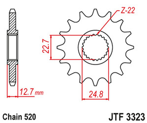 JT Vorderes Ritzel [22 Zähne] POLARIS 250/300/350/400/425 89-99