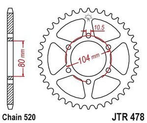 Stahl Kettenrad Hinten JT JTR478.42 ilość zębów 42Z