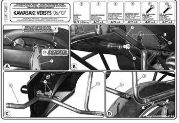 KAPPA MONOKEY SEITLICHER KOFFERRAUMTRÄGER KAWASAKI VERSYS 650 (06-09) - AUCH FÜR K-VENTURE ALU UND K'MISSION ALU MONOKEY NACHRÜSTBARE KOFFERRÄUME