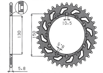Sunstar Kettenrad aus Stahl HONDA NX 650 95-01 / YAMAHA XJ 6 09-15 / YAMAHA WR 250R 08-10 [46]