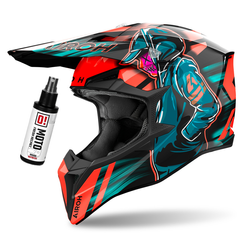 Airoh Wraaap Cyber-Helm orange, schwarz, blaugrün / glänzend