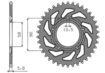 Sunstar Kettenrad aus Stahl HONDA NSR 125R 89-02 [38]