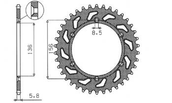 Sunstar Kettenrad aus Stahl HUSQVARNA SM 610 08-09 / SUZUKI DR350 90-03 / RGV 250 91-96 [50]
