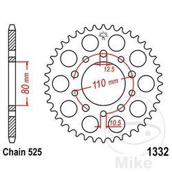 Stahl Kettenrad Hinten JT JTR1332.42 ilość zębów 42Z