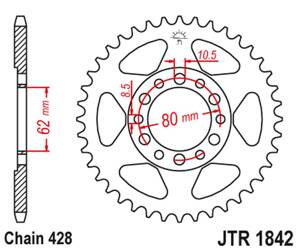 JT Hinteres Ritzel Stahl [47 Zähne] YAMAHA YZ 80 81-83 / DT 125/175 74-77 / TW 125 99-02 / TW 200 89- / XT 350 85-00 84247JT